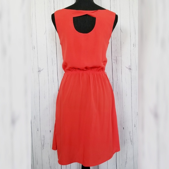 ⬇️🌹 Gap (S) Orange Red Chiffon Dress - Picture 3 of 8